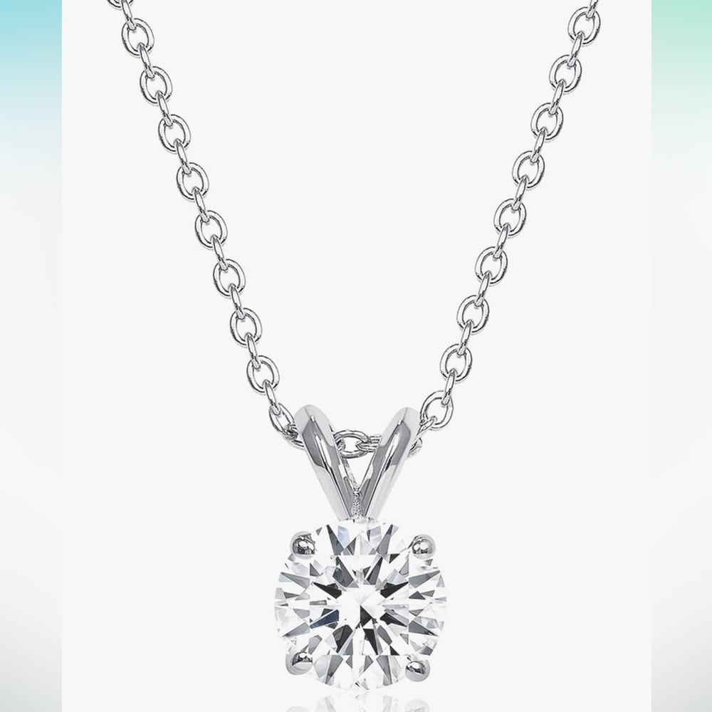 2 Carat Round Moissanite Solitaire Pendant Necklace in 14k Gold